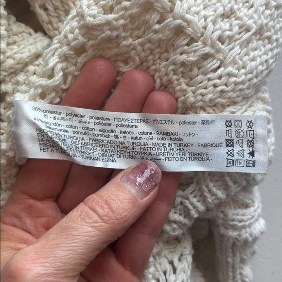 ZARA Chunky Crochet Knit Sweater | Boho Oversized | Size S - Picture 8 of 8